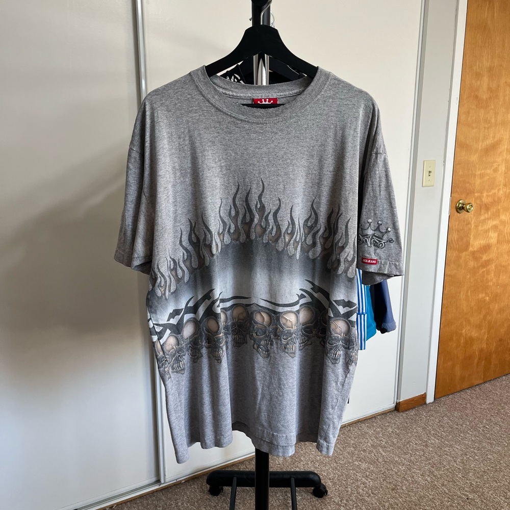 JNCO Gray Flame Wraparound Graphic Men's Tee